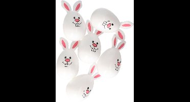 Home & Styling Vulbare hobby kunststof paaseieren - 8 cm - 6x stuks - witte kip - Paasdecoraties- paaseitjes versiering