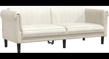 vidaXL - Driezitsbank - fluweel - crèmekleurig