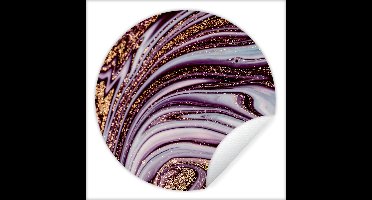 WallCircle - Muurstickers - Behangcirkel - Marmer - Roze - Goud - Glitter - Marmerlook - Luxe - ⌀ 30 cm - Muurcirkel - Zelfklevend - Ronde Behangsticker