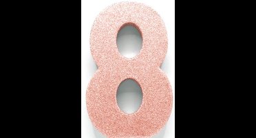 Tafeldecoratie verjaardag 8 rosegoud.