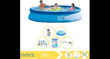 Intex Easy Set Zwembad - Opblaaszwembad - 366x76 cm - Inclusief Solarzeil, Onderhoudspakket, Filter en Stofzuiger