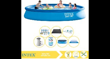Intex Easy Set Zwembad - Opblaaszwembad - 457x84 cm - Inclusief Afdekzeil, Onderhoudspakket, Filter, Grondzeil, Onderhoudsset en Solar Mat