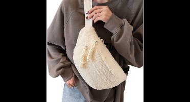 Heup-/Schoudertas Dames – 3 Vakken met Rits – Casual Sportieve Crossbody Bag - wit