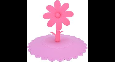 JeiibrZui Siliconen Deksel - Hittebestendige Bekersdeksel - Compact & Lichtgewicht + Stofdicht Met Bloemvormige Handgreep - 1 Stuk - Algemeen Gebruik + Roze