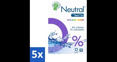 5 x Neutral Waspoeder Kleur 18 Wasbeurten 1,187 kg - Waspoeder - Waspoeder Kleur - Waspoeder Parfumvrij - Waspoeder Gevoelige Huid - Waspoeder 0% Parfum