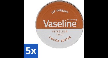 5 x Vaseline - Lip Therapy - Lippenbalsem - Cocoa Butter - 20 g - Lippenbalsem - Droge Lippen - Lippen Verzorging - Cacaoboter - Uitdroging Voorkomen