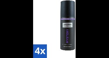 4 x Amando - Mystery - Deodorant - Spray - 150 ml - Mystery Deodorant Spray - Mannelijke Geur - Kruiden Geur - Vanille Geur - Deodorant Spray