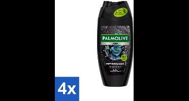 4 x Palmolive Men 3-in-1 Body Face Hair Refreshing Etherische Eucalyptusolie Zeezoutextract 250 ml - Douchegel Voor Mannen - Verfrissende Douchegel - Fris En Verzorgend - Citrus En Eucalyptus - Glycerine