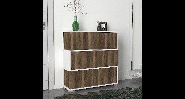Asir schoenenkast – wit/okkernoot – 90 x 93 x 30 cm