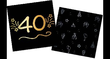 Folat - Servetten shining glam 40 jaar - 16 stuks - 33 x 33 cm