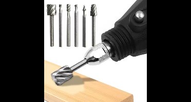 Frezensets – Freesset 6-delig - Set van 6 frezen – Mini frezenset – ø 3 mm - ø ⅛ inch - Houtbewerking - Hout - Multitool accessoiresset geschikt voor Dremel multitools - multitool frezenset