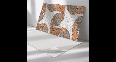 Wallfluent Vinyl Wandpaneel - Patroon met cirkels en golven Zelfklevende Wandbekleding - 100 cm x 50 cm - Beige Vinyl Wandpaneel - 1 stuk - Rechthoekig Wandbekleding Vinyl - Texturen Wandpaneel - Wandpaneel PVC - Wandpaneel Keuken en Badkamer