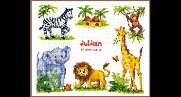 Vervaco - Telpakket kit - Geboorte - Safari - PN-0011912 - Borduren - Borduurpakket - Borduurpakket geboorte - Borduurpakket volwassenen