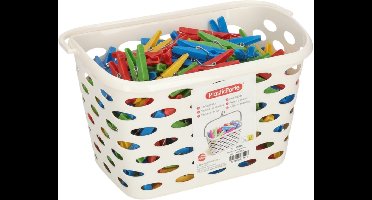 Plasticforte Wasknijpers Mandje - aan haak - 26 x 15 x 20 cm - wit - kunststof - ophangen