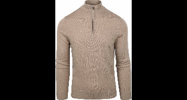 Suitable Merino Half Zip Trui Beige - Maat XXL - Heren - Quarter zip - Schipperstrui met rits - Volwassen mannen