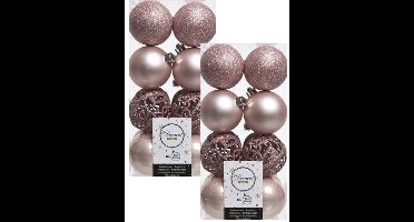 Decoris Kerstballen - 32x st - lichtroze - D6 cm - kunststof - kerstversiering