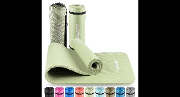 Tunturi NBR Yogamat met Draagtas - Fitnessmat Extra dik & zacht - Sportmat - Anti slip - 180x60x1.5cm - Incl Trainingsapp - Mint