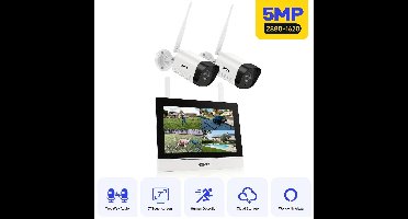 Beveiligingscamera Set – Camerabewaking – Bewakingscamera Set – CCTV Camerasysteem – Wifi Beveiligingscamera – 5MP Resolutie – 7 Inch Monitor Met 2-Weg Audio