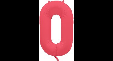 Riethmüller - Folieballon cijfer 0 - neon rood - 86 cm