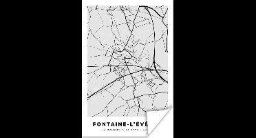 Poster Stadskaart – Zwart Wit - Kaart – Fontaine l'Évêque – België – Plattegrond - 20x30 cm