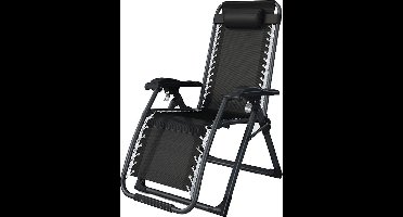 brulo - ligstoel tuin - ligstoelen - strandstoel opvouwbaar - tuinstoel - incl tafel en hoofdkussen-zwart