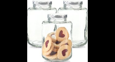 Zeller Koekjespot - 3x - 7 liter - glas - 20 x 30 cm - voorraadpot