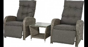 Loungeset Duoset Melia 2 verstelbare stoelen + tafel - Balkonset