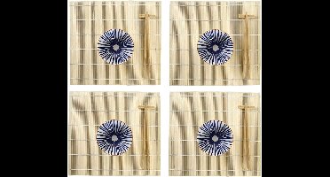 16-delige sushi serveer set aardewerk voor 4 personen blauw/wit - Sushi servies