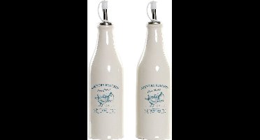 Items azijn en olie flessen - 2x stuks - met schenktuit - oil and vinegar - steen - 400 ml