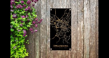 Tuinposter Strasbourg - Kaart - Goud - 30x60 cm - Tuindoek