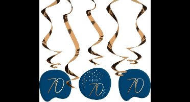 Folat - Hangdecoratie Elegant True Blue 70 Jaar - 5 stuks