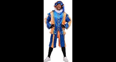 Piet kostuum velours de panne blauw /oranje.