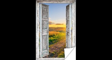 Poster Doorkijk - Platteland - Landschap - Zon - 20x30 cm