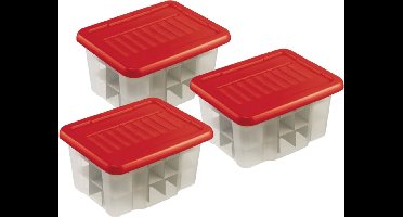3x stuks kerstballen opruimen opbergbox 24 liter - voor 45 kerstballen - Kerstversiering opruimen/opbergen