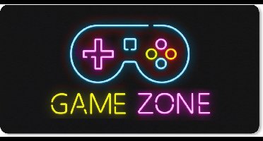 Gaming muismat - Muismat xxl - Neon - Gaming - Quotes - Game zone - Spelcomputer - Mouse pad - 90x45 cm - Muismat groot - Geschikt voor Gaming Muis en Gaming PC set - Schoolspullen tieners