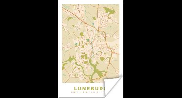 Poster Kaart - Plattegrond - Lüneburg - Vintage - Stadskaart - 20x30 cm
