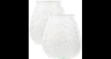 Set van 2x stuks witte Lowboy buiten tafel sfeer kaarsen 10 cm 40 branduren in glas - Tuinkaarsen