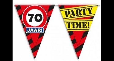 3x 70 jaar vlaggenlijn waarschuwingsbord 10mtr