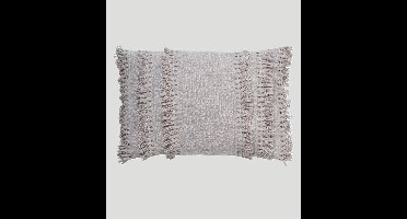 Sierkussen Fara micro chip grey met binnenkussen 60 x 40 cm met franje/Sierkussen Fara micro chip grey