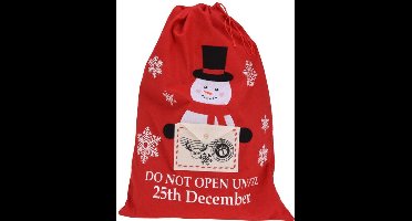 Home & Styling Kerst Cadeau zak Sneeuwman - 78cm - Rood