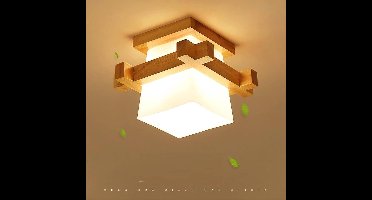 Japan Tatami E27 Houten Lamp - Licht Hal Veranda Balkon - Moderne Plafondlamp met Glas