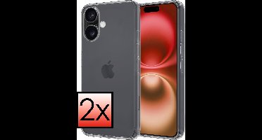 Hoesje - 2 Stuks - Geschikt voor Apple iPhone 16 - Sterk & Shockproof - Case Siliconen - Back Cover - Telefoon Hoes - Transparant