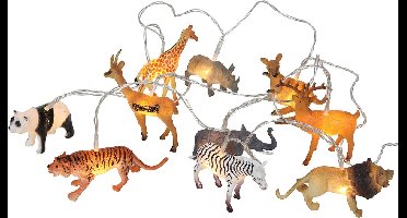 Svenska Living Kerstverlichting lichtsnoer - safari dieren - 170 cm - batterij - 10 leds