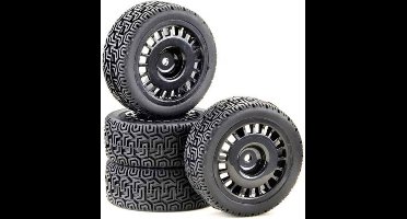 Absima 1:10 Rallywagen Rally Winded Complete wielen Zwart 4 stuk(s)