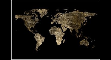 Poster 30x20 cm - Wereldkaart - Goud - Zwart - Aarde - Luxe - Posters - Kamer decoratie - Wanddecoratie woonkamer - Muurdecoratie slaapkamer