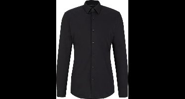 BOSS Hank-s slim fit overhemd - tricot - zwart - Strijkvriendelijk - Boordmaat: 40