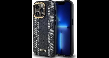 DKNY Leren MagSafe-hoesje met geruit monopatroon voor iPhone 13 Pro / 13 - Zwart