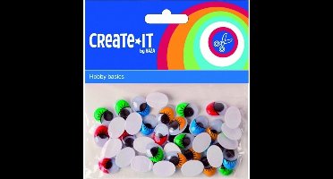 Zelfklevende wiebelogen met gekleurde wimper - 40x stuks - knutselen/hobby artikelen