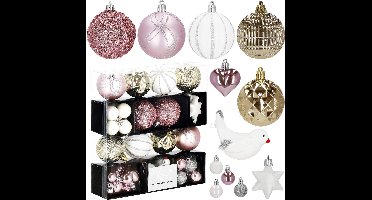 Springos Kerstballen | 38 Stuks | Roze/Wit
