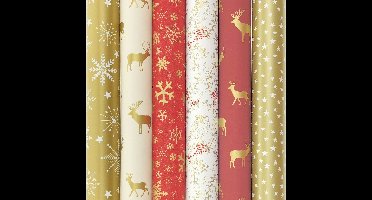 Wintercharm cadeaupapier - Kerstpapier inpakpapier voor kerst - 200 x 70 cm - 5 rollen